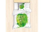 Abakuhaus Set Copripiumino Per Letti Singoli, Dont Worry Essen Mela, Antiacaro, Adatto A Chi Soffre Di Allergie, Con Federa, 135 Cm X 200 Cm - 80 X 80 Cm, Verde Mela Bianco