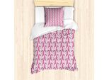 Abakuhaus Set Copripiumino Unicorn Party Per Letti Singoli, Animali Girly, Antiacaro, Adatto A Chi Soffre Di Allergie, Con Federa, 135 Cm X 200 Cm - 80 X 80 Cm, Rosa, Bianco E Giallo