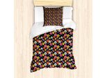 Abakuhaus Set Copripiumino Per Letti Singoli, Fiori Primaverili Colorati, Antiacaro, Adatto A Chi Soffre Di Allergie, Con Federa, 135 Cm X 200 Cm - 80 X 80 Cm, Multicolore