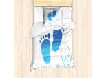 Abakuhaus Set Copripiumino Per Letto Singolo, Per Neonati, Antiacaro, Adatto A Chi Soffre Di Allergie, Con Federa, 135 Cm X 200 Cm - 80 X 80 Cm, Blu E Bianco