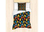 Abakuhaus Set Copripiumino Colorato Per Letti Singoli, Doodle Laub, Antiacaro, Adatto A Chi Soffre Di Allergie, Con Federa, 135 Cm X 200 Cm - 80 X 80 Cm, Multicolore