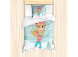 Set Copripiumino Abakuhaus Per Letti Singoli, Bambina Che Pattina, Antiacaro, Adatto A Chi Soffre Di Allergie, Con Federa, 135 Cm X 200 Cm - 80 X 80 Cm, Multicolore