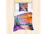 Abakuhaus Set Copripiumino Per Letto Singolo, Disegno Montagne, Antiacaro, Adatto A Chi Soffre Di Allergie, Con Federa, 135 Cm X 200 Cm - 80 X 80 Cm, Multicolore