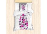 Abakuhaus Set Copripiumino Pasquale Per Letti Singoli, Motivi Floreali Vacanzieri, Antiacaro, Adatto A Chi Soffre Di Allergie, Con Federa, 135 Cm X 200 Cm - 80 X 80 Cm, Viola-Rosa-Nero