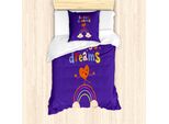 Abakuhaus Set Copripiumino Per Letto Singolo, Cuori E Nuvole, Antiacaro, Adatto A Chi Soffre Di Allergie, Con Federa, 135 Cm X 200 Cm - 80 X 80 Cm, Multicolore