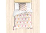 Abakuhaus Set Copripiumino Pasquale Per Letti Singoli, Faccine Di Coniglietti E Uova, Antiacaro, Adatto A Chi Soffre Di Allergie, Con Federa, 135 Cm X 200 Cm - 80 X 80 Cm, Rosa Pallido Arancione