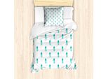 Abakuhaus Set Copripiumino Per Letto Singolo, Divertenti Disegni Per Bambini, Antiacaro, Adatto A Chi Soffre Di Allergie, Con Federa, 135 Cm X 200 Cm - 80 X 80 Cm, Turchese E Bianco
