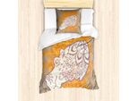 Abakuhaus Set Copripiumino Per Letto Singolo, Motivo Ippopotamo E Fiori, Antiacaro E Anallergico, Con Federa, 135 Cm X 200 Cm - 80 X 80 Cm, Multicolore