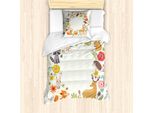 Abakuhaus Set Copripiumino Per Letto Singolo, Motivo Con Animali Cartoon, Antiacaro, Adatto A Chi Soffre Di Allergie, Con Federa, 135 Cm X 200 Cm - 80 X 80 Cm, Multicolore