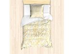 Abakuhaus Set Copripiumino Contemporaneo Per Letti Singoli, Abstract Exotic, Antiacaro, Adatto A Chi Soffre Di Allergie, Con Federa, 135 Cm X 200 Cm - 80 X 80 Cm, Giallo E Bianco
