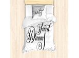 Abakuhaus Set Copripiumino Per Letto Singolo, Modern Handschrift, Antiacaro, Adatto A Chi Soffre Di Allergie, Con Federa, 135 Cm X 200 Cm - 80 X 80 Cm, Bianco E Nero