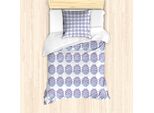 Set Copripiumino Abakuhaus Per Letti Singoli, Campo Di Fiori Acquerellati, Antiacaro, Adatto A Chi Soffre Di Allergie, Con Federa, 135 Cm X 200 Cm - 80 X 80 Cm, Azzurro Pallido E Bianco