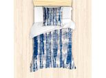 Set Copripiumino Abakuhaus Per Letti Singoli, Motivo Astratto A Righe Grunge, Antiacaro E Anallergico, Con Federa, 135 Cm X 200 Cm - 80 X 80 Cm, Blu Navy E Crema