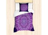 Abakuhaus Set Copripiumino Viola Mandala, Mandala Doodle Lace Disegnato A Mano Con Motivi Floreali, 135 X 200 Cm + 80 X 80 Cm, Viola Scuro Viola Pallido