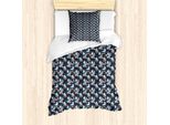 Abakuhaus Set Copripiumino Per Letti Singoli, Gru E Magnolia Rosa, Antiacaro, Adatto A Chi Soffre Di Allergie, Con Federa, 135 Cm X 200 Cm - 80 X 80 Cm, Multicolore