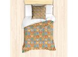 Abakuhaus Set Copripiumino Caricaturale Per Letti Singoli, Motivo Fauna Boschiva, Antiacaro, Adatto A Chi Soffre Di Allergie, Con Federa, 135 Cm X 200 Cm - 80 X 80 Cm, Multicolore