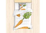 Abakuhaus Set Copripiumino Verde E Arancione Per Letti Singoli, Motivo Carota, Antiacaro, Adatto A Chi Soffre Di Allergie, Con Federa, 135 Cm X 200 Cm - 80 X 80 Cm, Arancione Verde Mela
