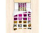 Set Copripiumino Retrò Abakuhaus Per Letti Singoli, Abstract Squares 60S, Antiacaro, Adatto A Chi Soffre Di Allergie, Con Federa, 135 Cm X 200 Cm - 80 X 80 Cm, Multicolore