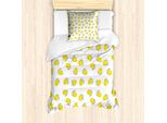 Abakuhaus Set Copripiumino Per Letto Singolo, Upside Dettagliato, Antiacaro, Adatto A Chi Soffre Di Allergie, Con Federa, 135 Cm X 200 Cm - 80 X 80 Cm, Bianco-Nero E Giallo