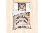 Abakuhaus Set Copripiumino Per Letto Singolo Ouija Board, Effetto Legno, Antiacaro, Adatto A Chi Soffre Di Allergie, Con Federa, 135 Cm X 200 Cm - 80 X 80 Cm, Taupe Scuro, Taupe Caldo