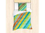 Abakuhaus Set Copripiumino Rainbow Per Letti Singoli, Strisce Diagonali, Antiacaro, Adatto A Chi Soffre Di Allergie, Con Federa, 135 Cm X 200 Cm - 80 X 80 Cm, Multicolore