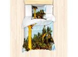 Abakuhaus Set Copripiumino Esotico Per Letti Singoli, Tropical Baobabs, Antiacaro, Adatto A Chi Soffre Di Allergie, Con Federa, 135 Cm X 200 Cm - 80 X 80 Cm, Pale Blue Ginger