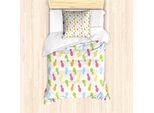Abakuhaus Set Copripiumino Per Letto Singolo, Frutta Tropicale Fresca, Antiacaro, Adatto A Chi Soffre Di Allergie, Con Federa, 135 Cm X 200 Cm - 80 X 80 Cm, Multicolore