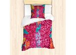 Abakuhaus Set Copripiumino Asiatico Per Letti Singoli, Batik Con Fiori Colorati, Antiacaro, Adatto A Chi Soffre Di Allergie, Con Federa, 135 Cm X 200 Cm - 80 X 80 Cm, Multicolore