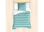 Abakuhaus Set Copripiumino Astratto Per Letti Singoli, Cerchi E Strisce, Antiacaro, Adatto A Chi Soffre Di Allergie, Con Federa, 135 Cm X 200 Cm - 80 X 80 Cm, Seafoam Nero Bianco