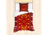 Abakuhaus Set Copripiumino Afgano Per Letti Singoli, Forme Dai Colori Caldi, Antiacaro, Adatto A Chi Soffre Di Allergie, Con Federa, 135 Cm X 200 Cm - 80 X 80 Cm, Multicolore