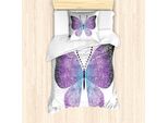 Abakuhaus Set Copripiumino Per Letto Singolo, Farfalla Puntinista, Antiacaro, Adatto A Chi Soffre Di Allergie, Con Federa, 135 Cm X 200 Cm - 80 X 80 Cm, Viola Scuro E Viola