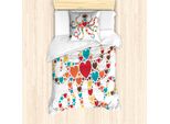Abakuhaus Set Copripiumino Per Letto Singolo, Forma A Cuore, Antiacaro, Adatto A Chi Soffre Di Allergie, Con Federa, 135 Cm X 200 Cm - 80 X 80 Cm, Multicolore