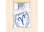 Abakuhaus Set Copripiumino Per Letto Singolo Con Motivo Zodiacale Ariete, Marchio Vintage, Antiacaro E Anallergico Con Federa, 135 Cm X 200 Cm - 80 X 80 Cm, Blu Reale E Bianco