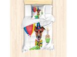 Set Copripiumino Abakuhaus Per Letti Singoli, Cane E Palloncini, Antiacaro, Adatto A Chi Soffre Di Allergie, Con Federa, 135 Cm X 200 Cm - 80 X 80 Cm, Multicolore