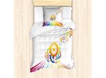 Abakuhaus Set Copripiumino Rainbow Per Letti Singoli, Strisce E Cerchi, Antiacaro, Adatto A Chi Soffre Di Allergie, Con Federa, 135 Cm X 200 Cm - 80 X 80 Cm, Multicolore