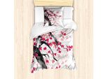 Abakuhaus Set Copripiumino Per Letto Singolo, Twisted Trunk, Antiacaro, Adatto A Chi Soffre Di Allergie, Con Federa, 135 Cm X 200 Cm - 80 X 80 Cm, Grigio Antracite Scuro Corallo