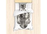Abakuhaus Segno Zodiacale Scorpione Set Copripiumino Per Letti Singoli, Donna Scheletro, Antiacaro, Adatto A Chi Soffre Di Allergie, Con Federa, 135 Cm X 200 Cm - 80 X 80 Cm, Beige, Nero, Bianco