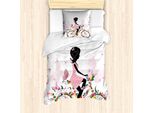 Set Copripiumino Abakuhaus Per Letti Singoli, Ragazze Fiori Farfalle, Antiacaro, Adatto A Chi Soffre Di Allergie, Con Federa, 135 Cm X 200 Cm - 80 X 80 Cm, Multicolore