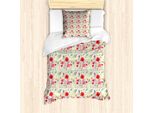 Abakuhaus Set Copripiumino Naturale Per Letti Singoli, Arte Botanica Colorata, Antiacaro, Adatto A Chi Soffre Di Allergie, Con Federa, 135 Cm X 200 Cm - 80 X 80 Cm, Multicolore