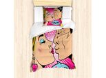 Abakuhaus Set Copripiumino Per Letto Singolo, Coppia Pop Art, Antiacaro, Adatto A Chi Soffre Di Allergie, Con Federa, 135 Cm X 200 Cm - 80 X 80 Cm, Multicolore