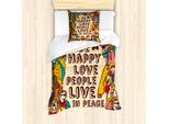 Abakuhaus Set Copripiumino Per Letto Singolo, Love Peace Motivation, Antiacaro, Adatto A Chi Soffre Di Allergie, Con Federa, 135 Cm X 200 Cm - 80 X 80 Cm, Multicolore