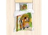 Set Copripiumino Per Camper Abakuhaus, Illustrazione A Tema Avventura All'aria Aperta Con Bambini Scout In Campeggio, 135 X 200 Cm + 80 X 80 Cm, Multicolore