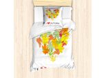 Abakuhaus Set Copripiumino Per Letto Singolo, Foglie D'acero Con Cuore, Antiacaro, Adatto A Chi Soffre Di Allergie, Con Federa, 135 Cm X 200 Cm - 80 X 80 Cm, Multicolore