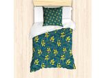 Abakuhaus Set Copripiumino Giallo E Blu Per Letti Singoli, Motivo Foglie Autunnali, Antiacaro, Adatto A Chi Soffre Di Allergie, Con Federa, 135 Cm X 200 Cm - 80 X 80 Cm, Blu Scuro E Giallo