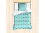 Abakuhaus Set Copripiumino Per Letto Singolo, Mele, Pois E Fiori, Antiacaro, Adatto A Chi Soffre Di Allergie, Con Federa, 135 Cm X 200 Cm - 80 X 80 Cm, Turchese Seafoam