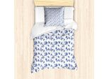 Set Copripiumino Abakuhaus, Bouquet Di Nontiscordardime, Gerani E Orchidee Viola Precoci, 135 X 200 Cm + 80 X 80 Cm, Blu Grigio Viola Grigio