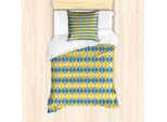 Abakuhaus Set Copripiumino Giallo E Blu Per Letti Singoli, Motivo Argyle, Antiacaro, Adatto A Chi Soffre Di Allergie, Con Federa, 135 Cm X 200 Cm - 80 X 80 Cm, Blu, Azzurro, Giallo