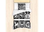 Abakuhaus Set Copripiumino Celtico Per Letti Singoli, Animali Tribali Astratti, Antiacaro, Adatto A Chi Soffre Di Allergie, Con Federa, 135 Cm X 200 Cm - 80 X 80 Cm, Bianco E Nero