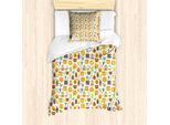 Abakuhaus Set Copripiumino Per Letti Singoli, Cartoon Apiary Elements, Antiacaro, Adatto A Chi Soffre Di Allergie, Con Federa, 135 Cm X 200 Cm - 80 X 80 Cm, Multicolore