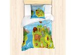 Abakuhaus Set Copripiumino Per Letti Singoli, Happy Planet Berge, Antiacaro, Adatto A Chi Soffre Di Allergie, Con Federa, 135 Cm X 200 Cm - 80 X 80 Cm, Multicolore
